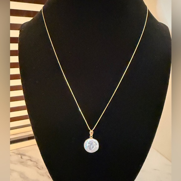 Pearl Button Coin Sterling Silver Necklace - Picture 6 of 8